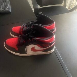 Nike Black and Red High-Top Sneakers